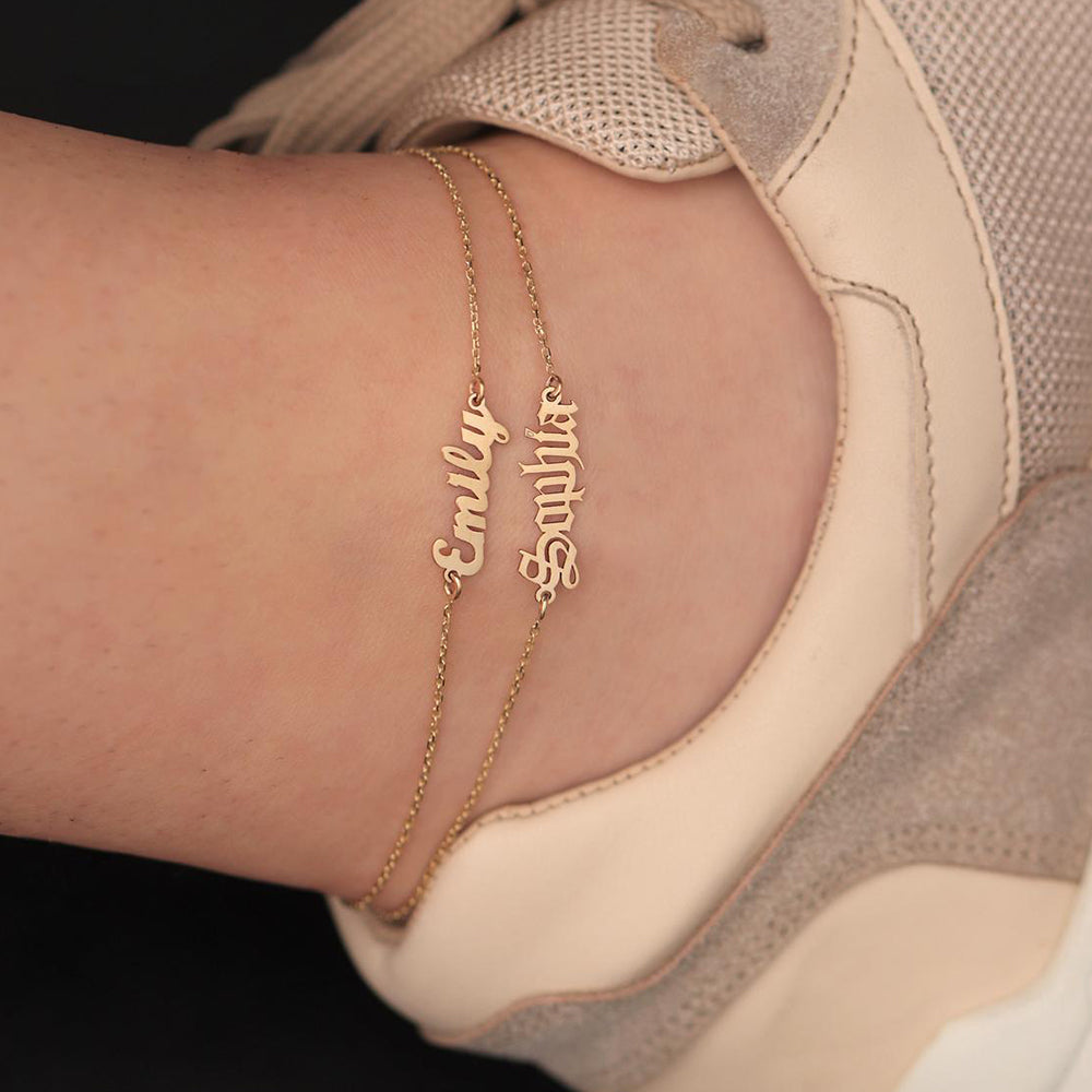 Personalized Custom 316L Stainless Steel Jewelry, English Alphabet Name Anklet Personalized Custom 316L Stainless Steel Jewelry, English Alphabet Name Anklet